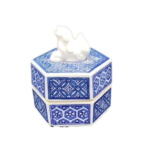Japanese Arita Ware Hexagon Empty Ink Pad Holder Shuniku Hexagon WAZAN W/ Knob