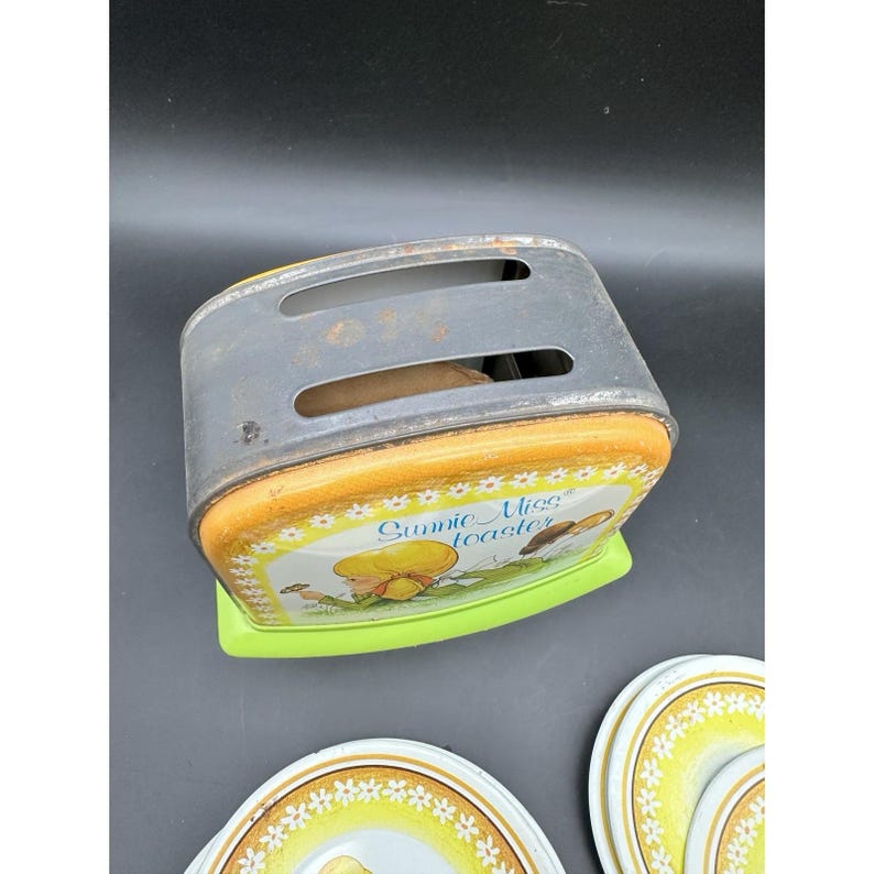 Sunnie Miss Toaster & Plates Ohio Art Child's Tin Toy Metal Retro ...