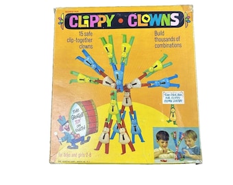 Vintage 1960s Norstar Clippy Clowns Toy; Original Box