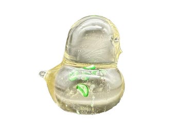 Vintage Norcrest Clear Art Glass Chubby Bird Paperweight Figurine Japan 3"