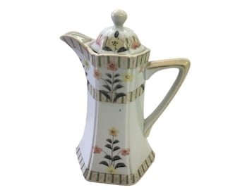 Antique Hand-painted japan Porcelain Teapot Chocolate Pot Art Deco 1920s 10 In