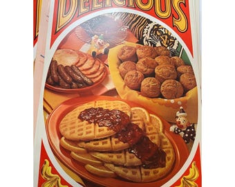 Vintage Kraft Litho Circus Poster Breakfast Foods Delicious Grocery Store Ad JS