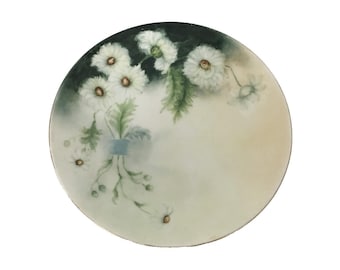 Antigua década de 1900 Porzellanfabrik Marktredwitz Jaeger & Co PMJ Placa Margaritas 6,75"