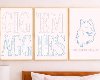Texas A&M University Wall Art | Gig ‘Em Aggies Printable Dorm Decor