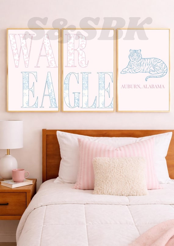 Auburn University Wall Art Bundle | Preppy Floral Print Set | Sorority Room Styling | Digital Download