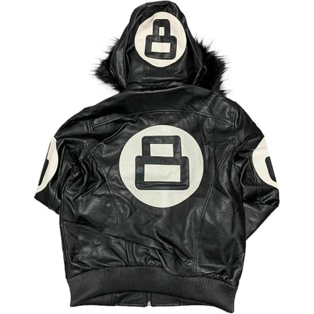 Men’s 8 Ball Leather Jacket | Vintage 90s Varsity Billiard Cue Bomber ...