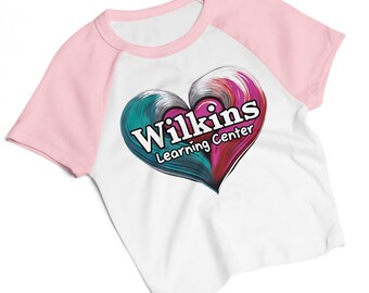 Camiseta de manga raglán de microcanalé con logo de corazón de WLC para mujer