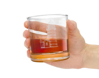 Vaso de whisky con grabado de faro / Vaso para whisky de 290 ml
