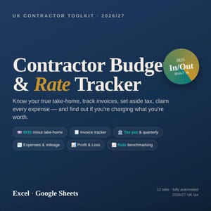 UK Contractor Budget & Rate Tracker (Excel/Google Sheets) - IR35, Tax, Expenses