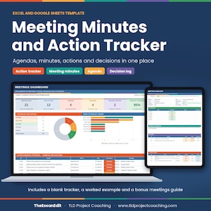 Meeting Minutes Template Excel Google Sheets Action Tracker Meeting Agenda Action Log Decision Log Project Meeting Notes Template