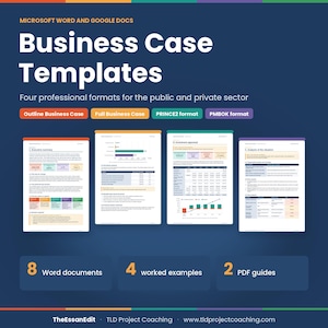 Vorlagen für Business Cases | Gliederung, vollständig, PRINCE2, PMBOK (Digitaler Download)