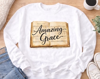 Amazing Grace Sublimation PNG | Christian Hymn Design | Vintage Hymn Book PNG | Faith Shirt Sublimation | Instant Download