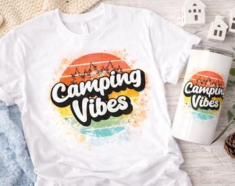 Camping Vibes PNG Bundle | Retro Sunset Design (Digital Download)