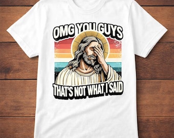 Divertente disegno di maglietta con Gesù che si fa la faccia in faccia in PNG / Umorismo cristiano (download digitale)