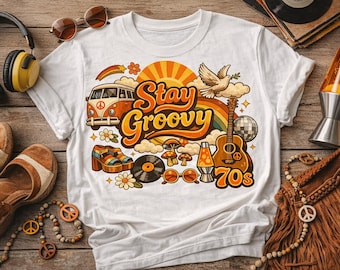 70s Retro Sublimation Design – Stay Groovy PNG (Digital Download)