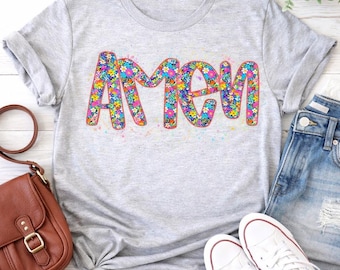 Diseño de sublimación floral "Amén" / PNG cristiano (descarga instantánea)