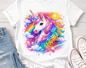 Rainbow Unicorn Sublimation Design | Fantasy Shirt PNG (Digital Download)