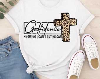 Godfidence Leopard Cross PNG | Christian Shirt Design (Digital Download)