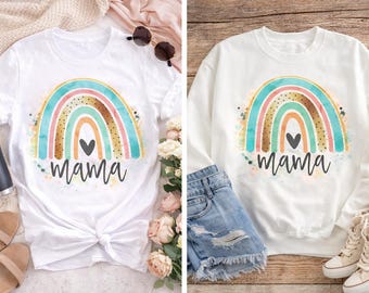Mama Rainbow PNG | Boho Watercolor Sublimation Design (Digital Download)