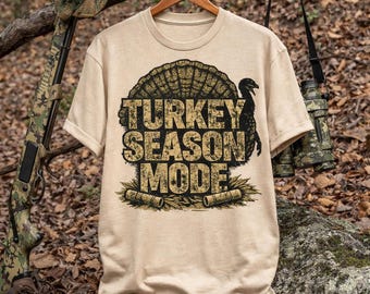 Turkey Season Mode PNG, Distressed Camo Hunting Design (Instant Download)