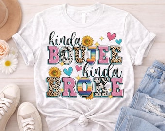 Kinda Boujee Kinda Broke PNG | Leopard Cow Print Sublimation (Instant Download)