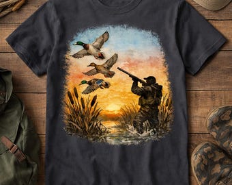 Duck Hunting Sublimation PNG | Waterfowl Sunrise Design | Transparent PNG for Shirts