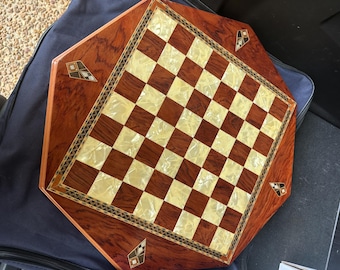 Vintage Style Wooden Chessboard – Elegant Inlay Game Board (No Pieces Included)