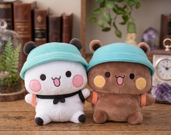 Bubu Dudu Panda Plush Set, Kawaii Couple Panda Stuffed Animals, Cute Plush Toy Gift for Girlfriend Boyfriend
