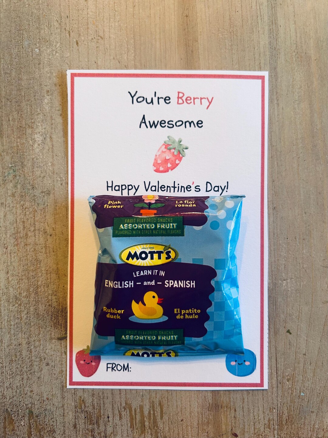 Fruit Snack Valentines Day Card Printable | V-day Kids Class Card ...