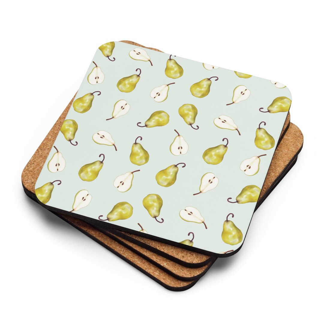 Pear Pattern Cork Coaster – Water-repellent Drink Mat - Etsy