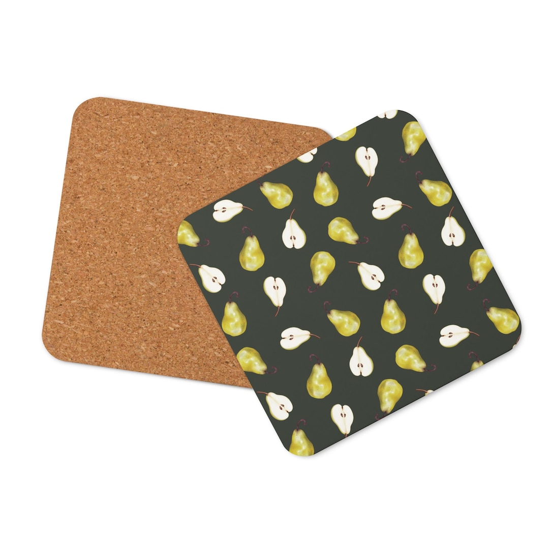 Pear Pattern Cork Coaster – Water-repellent Drink Mat - Etsy