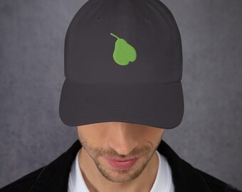 Gorra de béisbol estilo "papá" con bordado de pera – Gorra de algodón ajustable