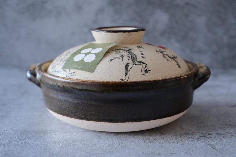 Bankoyaki Donabe, olla de barro estilo caricatura de animales del folclore japonés - Choju-Giga Kozanji Nabe, utensilio de cocina, regalo/Hecho en Japón, cazuela para guisos imagen 6
