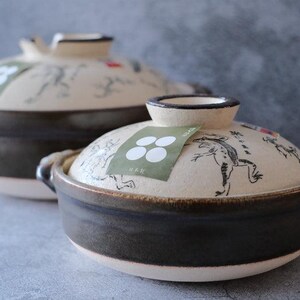 Bankoyaki Donabe, olla de barro estilo caricatura de animales del folclore japonés - Choju-Giga Kozanji Nabe, utensilio de cocina, regalo/Hecho en Japón, cazuela para guisos imagen 8