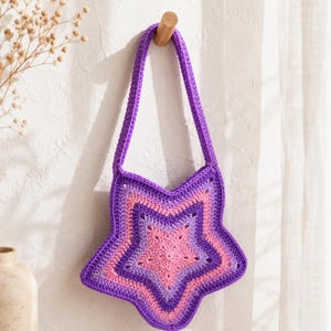 Crochet Star Bag Pattern | Crochet Handbag | Shoulder Purse PDF | Beginner Friendly