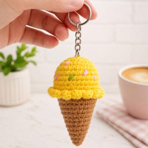 Icecream Crochet Pattern | Amigurumi Food Keychain | Summer Kawaii Mini PDF