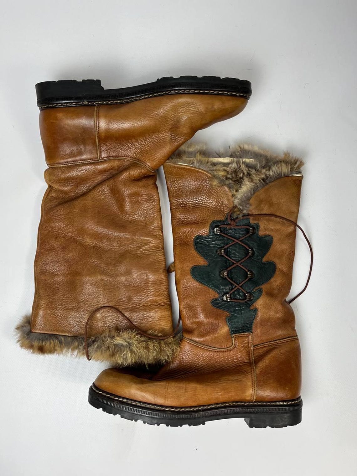 Vintage Italian Leather Fur Lined Boots | Alpine Après-Ski Winter Boots | Made in Italy, foto 1 di 5
