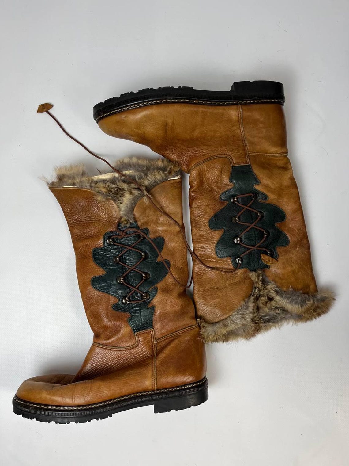 Vintage Italian Leather Fur Lined Boots | Alpine Après-Ski Winter Boots | Made in Italy, foto 2 di 5