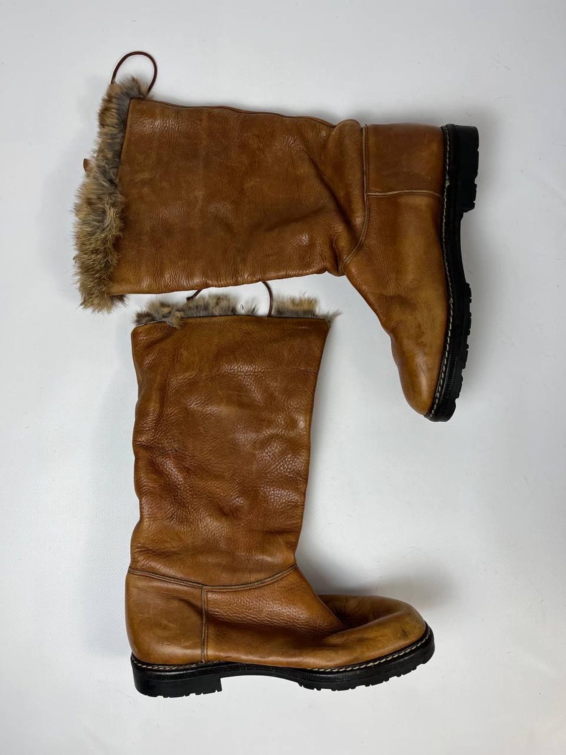 Vintage Italian Leather Fur Lined Boots | Alpine Après-Ski Winter Boots | Made in Italy, foto 3 di 5