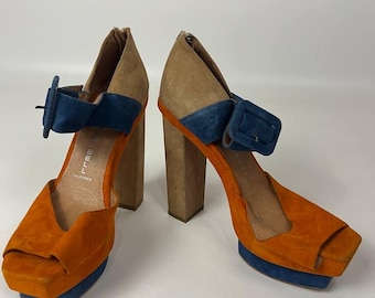 Vintage Jeffrey Campbell Platform Heels – Dressen Model, Suede, Size 39