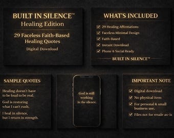 Built in Silence™ Healing Edition | 29 Faceless Faith-Based Healing Quotes | Christian Affirmations | Digital Download