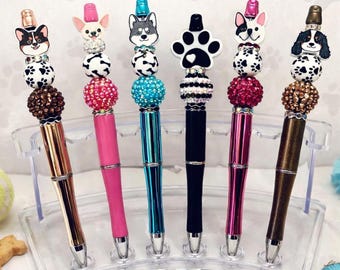 Dog Beaded Pen – Crystal Puppy Dog Lover Office Desk Accessory