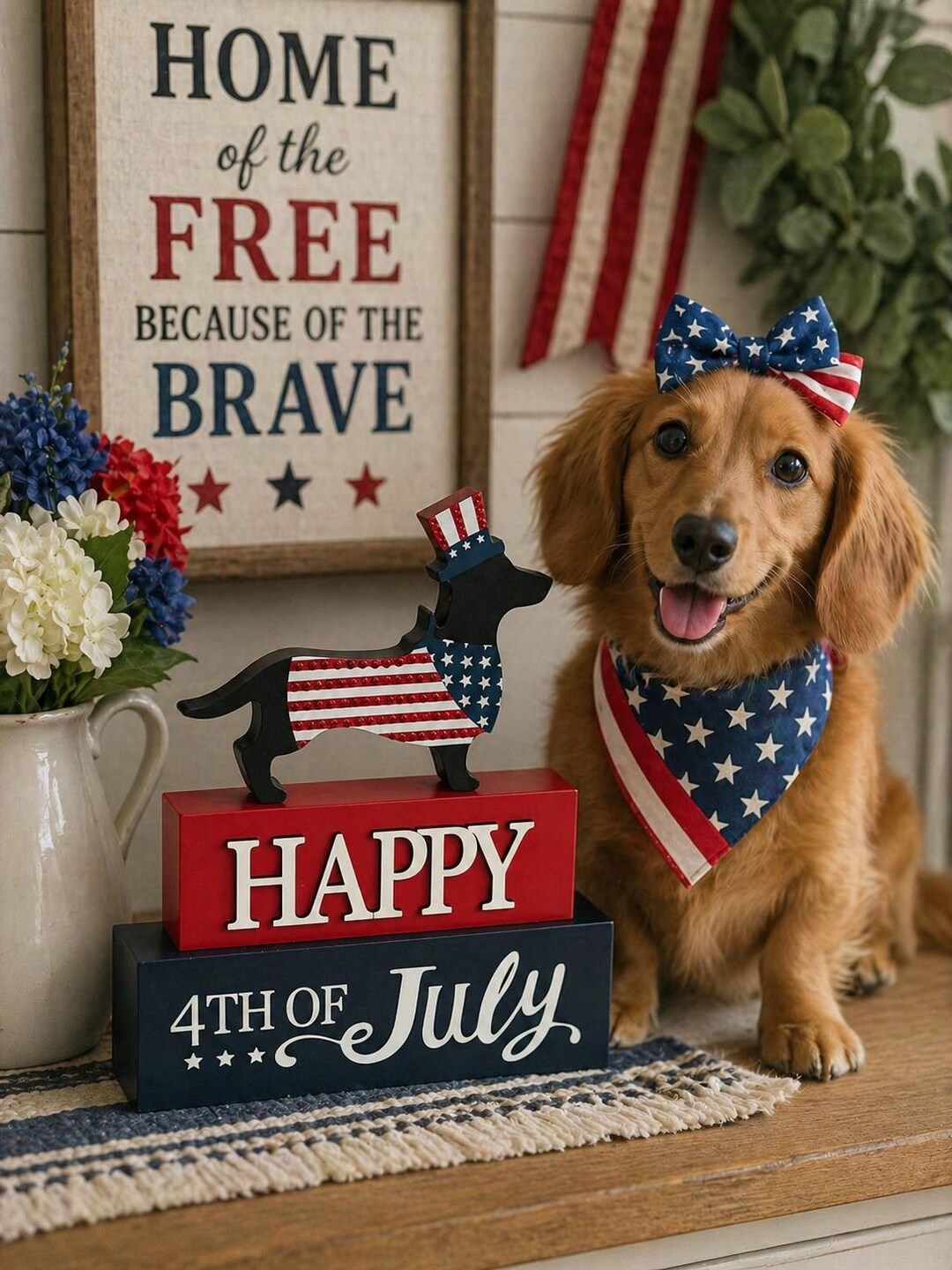 Patriotic Dachshund Wood Sign, Americana Farmhouse Wiener Dog Decor - Etsy
