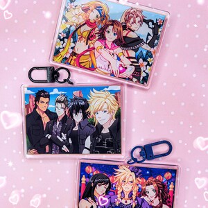 Final Fantasy Trios Video Game Acrylic Keychain: FFX-2, FFVII, FFXV Characters