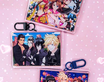 Final Fantasy Trios Video Game Acrylic Keychain: FFX-2, FFVII, FFXV Characters