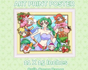 Harvest Moon Story of Seasons Mineral Town Island of Happiness Farming Game Harvest Goddess Large Gloss Art Print