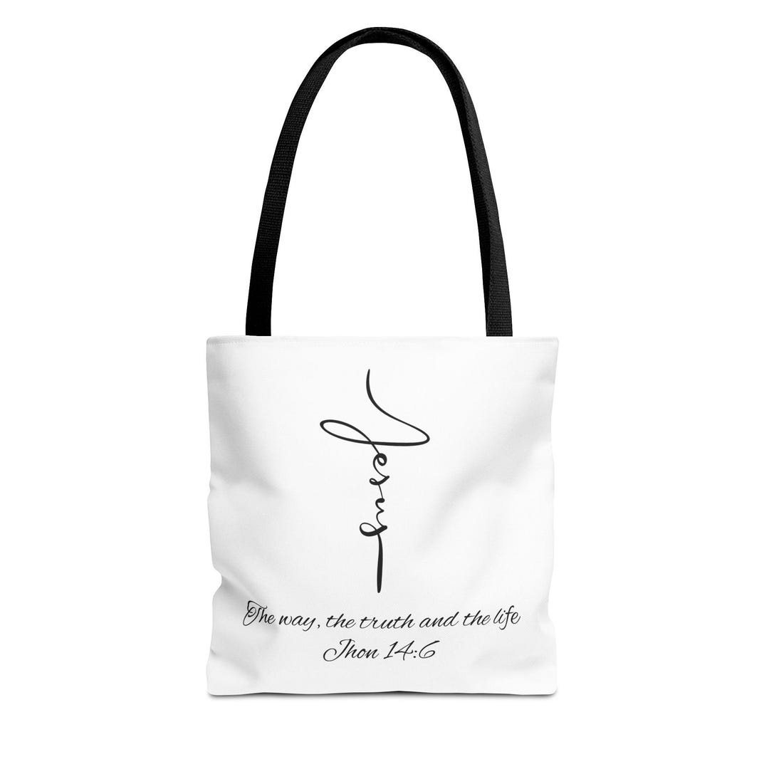 Jesus Script Cross Tote Bag | Christian Faith Bible Verse John 14:6 - Etsy