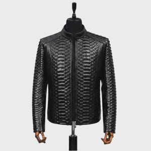 Real Python Skin Leather Jacket for Men | Handmade Genuine Snake Jacket