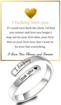 I Fcking Love You Ring for Women, Open Adjustable Stainless Steel Engraved Heart Spiral Wrap Twist Vintage Promise Rings Inspirational Jewel