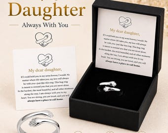 Anillo de regalo "Abrazo de Hija" con caja de regalo, anillo grabado "Siempre Contigo", regalo de joyería significativo de mamá para su hija.